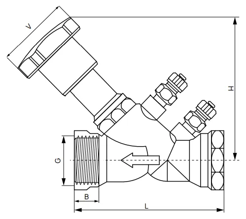 Размеры и вес ручных балансировочных клапанов SANEXT